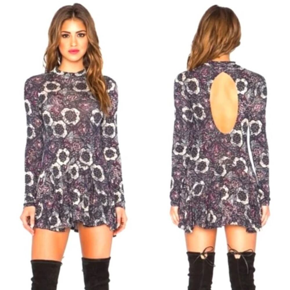 Free People Boho Kaleidoscope Swing Mini Dress Size S/P 70s/80s Retro Festival